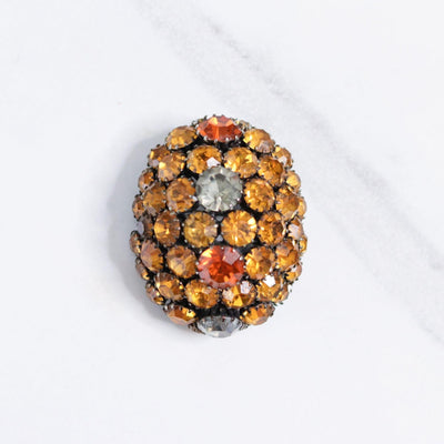 Vintage Weiss Amber and Smokey Crystal Domed Brooch by Weiss - Vintage Meet Modern Vintage Jewelry - Chicago, Illinois - #oldhollywoodglamour #vintagemeetmodern #designervintage #jewelrybox #antiquejewelry #vintagejewelry