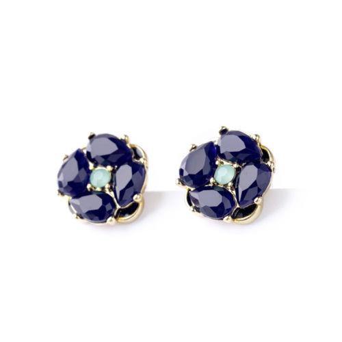Petite Petal Rhinestone Stone Earrings in Sapphire Blue and Mint Green by Vintage Meet Modern - Vintage Meet Modern Vintage Jewelry - Chicago, Illinois - #oldhollywoodglamour #vintagemeetmodern #designervintage #jewelrybox #antiquejewelry #vintagejewelry