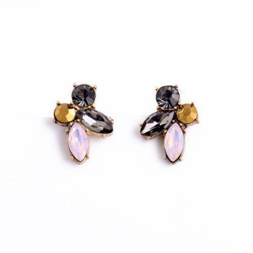 Gray, Gold, Pink, and Smoke Rhinestone Statement Earrings by Vintage Meet Modern - Vintage Meet Modern Vintage Jewelry - Chicago, Illinois - #oldhollywoodglamour #vintagemeetmodern #designervintage #jewelrybox #antiquejewelry #vintagejewelry