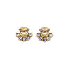 Topaz Crystal and CZ Fan Stud Earrings by Vintage Meet Modern - Vintage Meet Modern Vintage Jewelry - Chicago, Illinois - #oldhollywoodglamour #vintagemeetmodern #designervintage #jewelrybox #antiquejewelry #vintagejewelry
