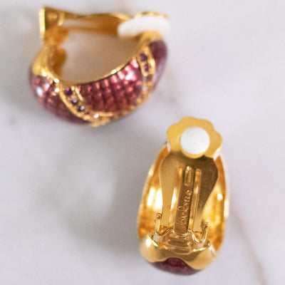Vintage Joan Rivers Cranberry Enamel and Amethyst Crystal Earrings by Joan Rivers - Vintage Meet Modern Vintage Jewelry - Chicago, Illinois - #oldhollywoodglamour #vintagemeetmodern #designervintage #jewelrybox #antiquejewelry #vintagejewelry