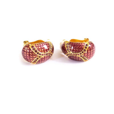 Vintage Joan Rivers Cranberry Enamel and Amethyst Crystal Earrings by Joan Rivers - Vintage Meet Modern Vintage Jewelry - Chicago, Illinois - #oldhollywoodglamour #vintagemeetmodern #designervintage #jewelrybox #antiquejewelry #vintagejewelry
