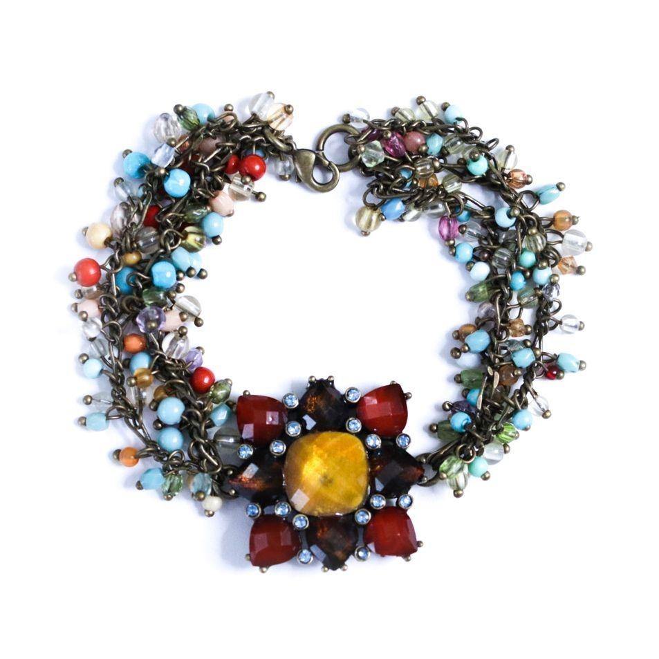 Vintage Red, Amber, Turquoise Bead Bracelet by Unsigned Beauty - Vintage Meet Modern Vintage Jewelry - Chicago, Illinois - #oldhollywoodglamour #vintagemeetmodern #designervintage #jewelrybox #antiquejewelry #vintagejewelry