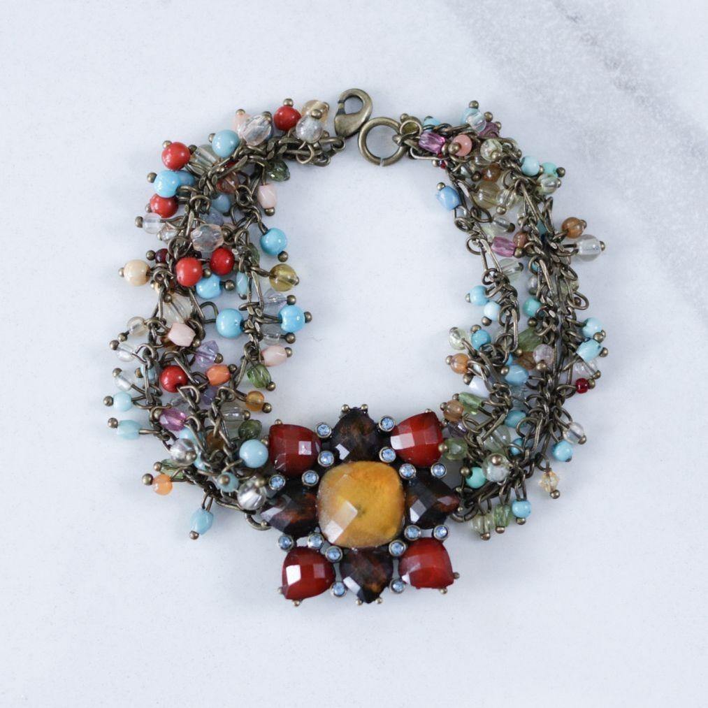 Vintage Red, Amber, Turquoise Bead Bracelet by Unsigned Beauty - Vintage Meet Modern Vintage Jewelry - Chicago, Illinois - #oldhollywoodglamour #vintagemeetmodern #designervintage #jewelrybox #antiquejewelry #vintagejewelry
