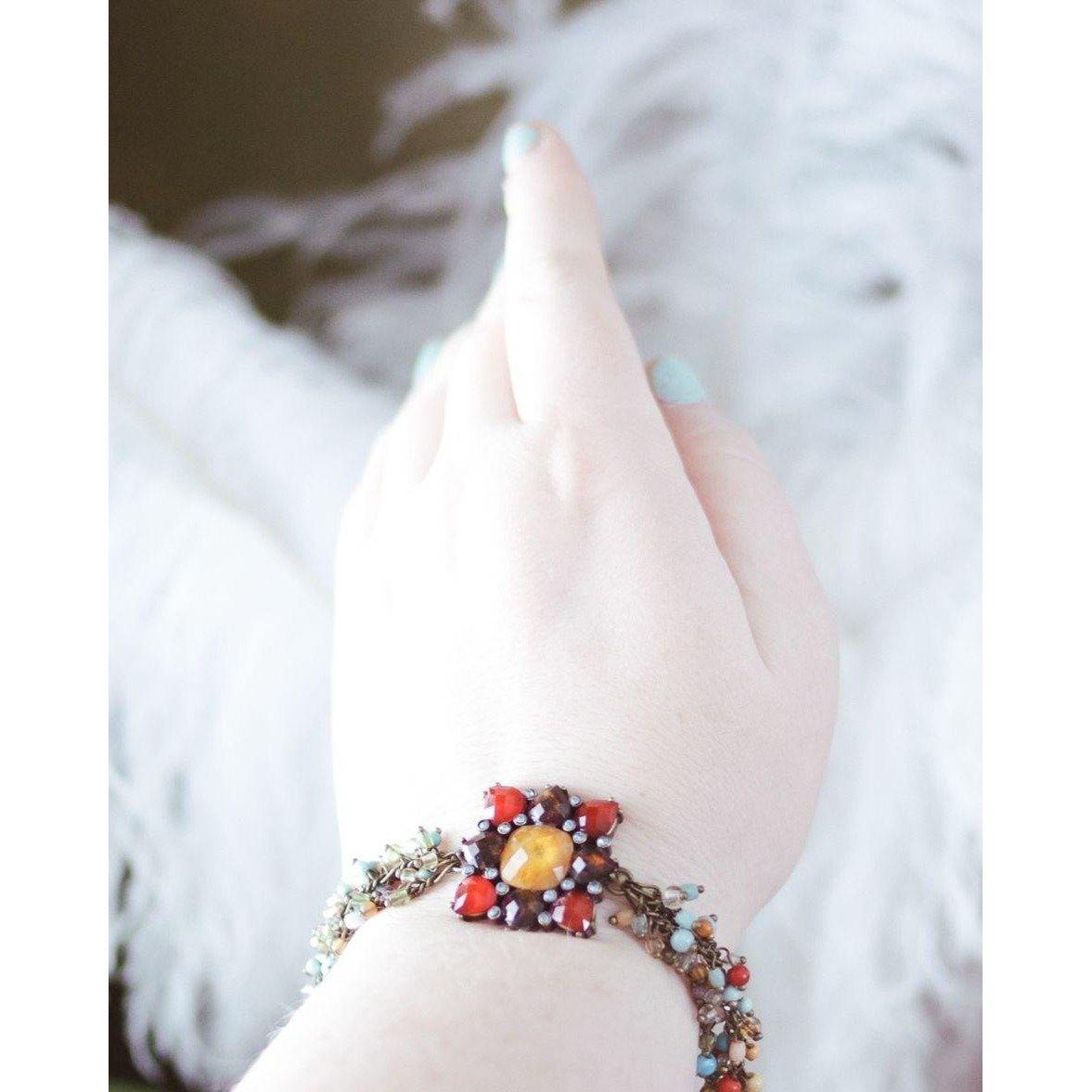 Vintage Red, Amber, Turquoise Bead Bracelet by Unsigned Beauty - Vintage Meet Modern Vintage Jewelry - Chicago, Illinois - #oldhollywoodglamour #vintagemeetmodern #designervintage #jewelrybox #antiquejewelry #vintagejewelry