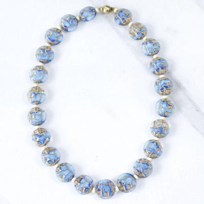 Vintage Walking Elephants Art Glass Beaded Necklace by Artisan - Vintage Meet Modern Vintage Jewelry - Chicago, Illinois - #oldhollywoodglamour #vintagemeetmodern #designervintage #jewelrybox #antiquejewelry #vintagejewelry