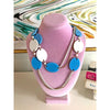 Vintage 1960s Mod Style Oversized Blue and White Disc Necklace by Vintage Meet Modern - Vintage Meet Modern Vintage Jewelry - Chicago, Illinois - #oldhollywoodglamour #vintagemeetmodern #designervintage #jewelrybox #antiquejewelry #vintagejewelry