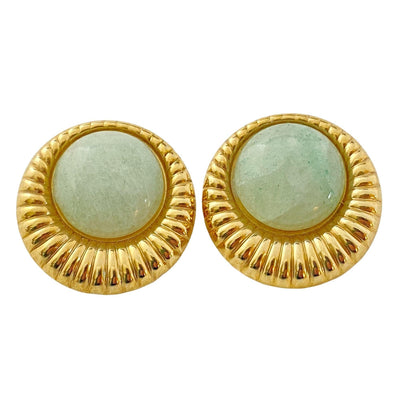 Vintage 1980s Jade and Gold Earrings by Unsigned Beauty - Vintage Meet Modern Vintage Jewelry - Chicago, Illinois - #oldhollywoodglamour #vintagemeetmodern #designervintage #jewelrybox #antiquejewelry #vintagejewelry