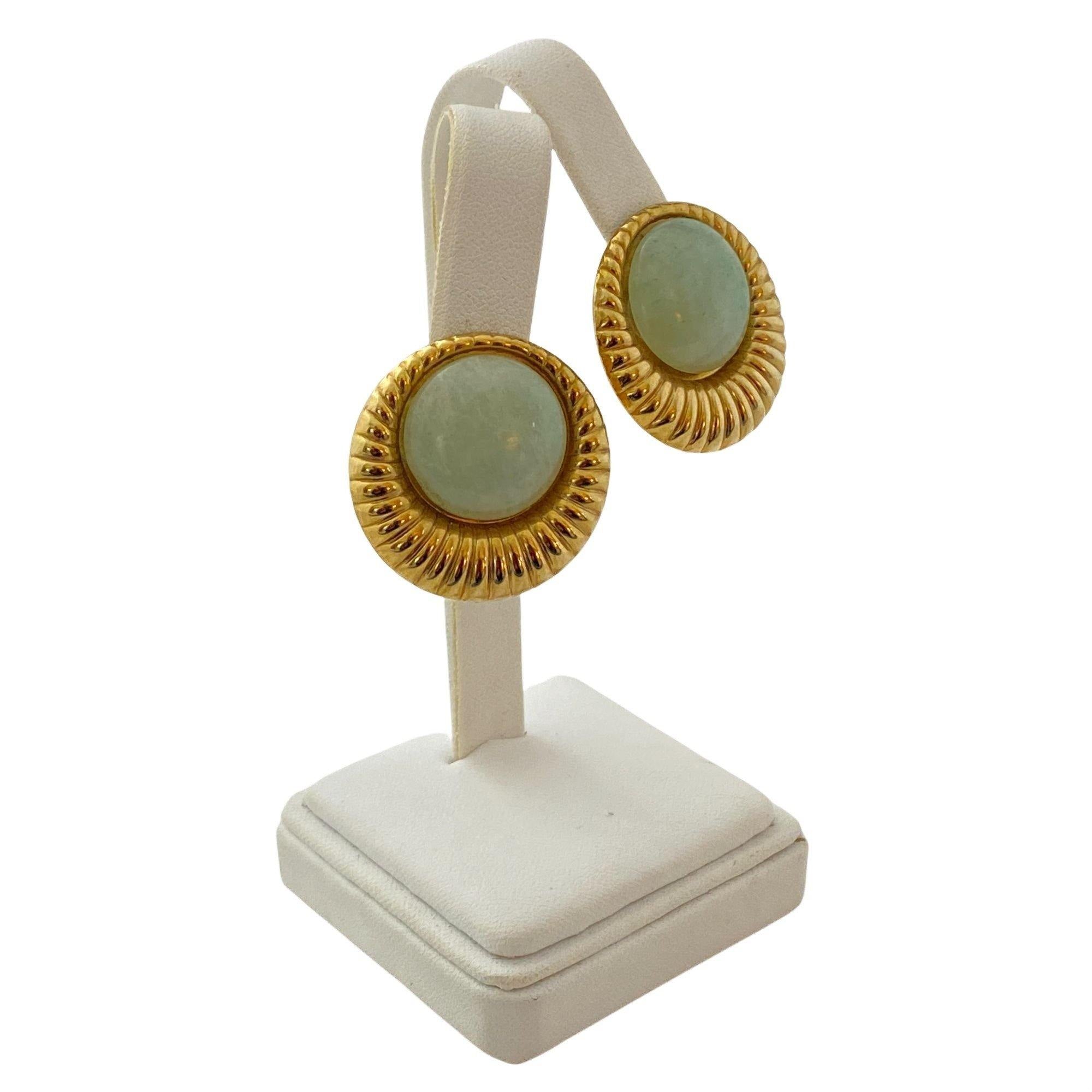 Vintage 1980s Jade and Gold Earrings by Unsigned Beauty - Vintage Meet Modern Vintage Jewelry - Chicago, Illinois - #oldhollywoodglamour #vintagemeetmodern #designervintage #jewelrybox #antiquejewelry #vintagejewelry