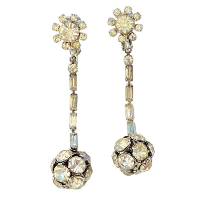 Art Deco Rhinestone Ball Dangling Statement Earrings by Unsigned Beauty - Vintage Meet Modern Vintage Jewelry - Chicago, Illinois - #oldhollywoodglamour #vintagemeetmodern #designervintage #jewelrybox #antiquejewelry #vintagejewelry