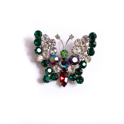 Vintage Colorful Rhinestone Butterfly Brooch by Unsigned Beauty - Vintage Meet Modern Vintage Jewelry - Chicago, Illinois - #oldhollywoodglamour #vintagemeetmodern #designervintage #jewelrybox #antiquejewelry #vintagejewelry
