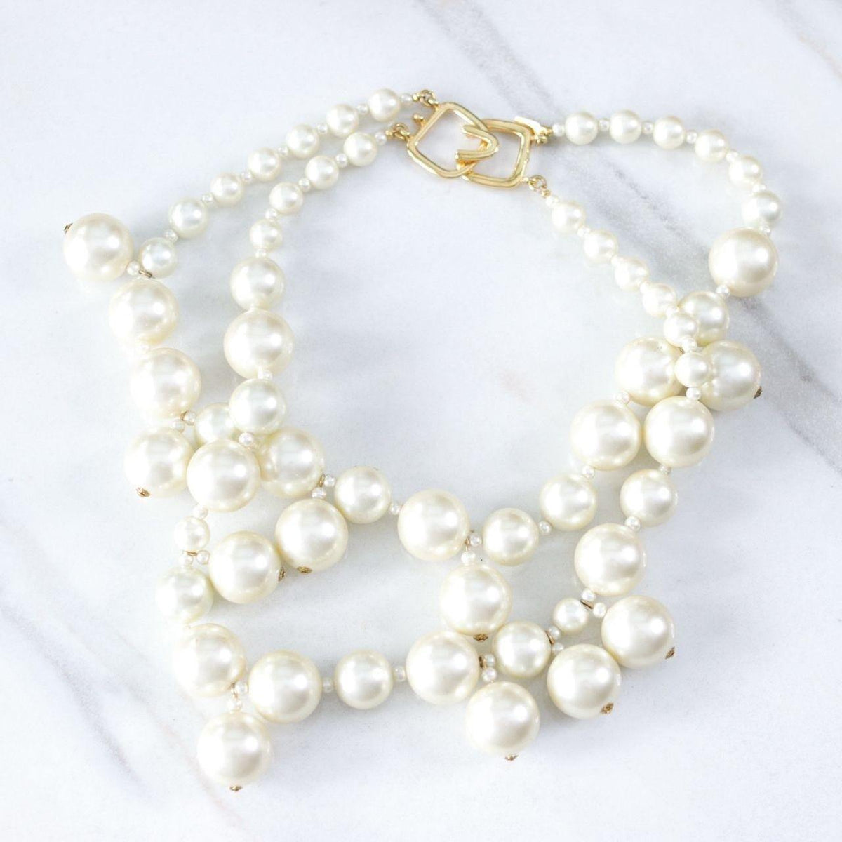 Vintage Kenneth Jay Lane Couture Chunky Pearl Statement Necklace
