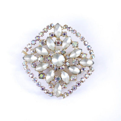 Vintage Champagne Satin Glass and Rhinestone Brooch by Unsigned Beauty - Vintage Meet Modern Vintage Jewelry - Chicago, Illinois - #oldhollywoodglamour #vintagemeetmodern #designervintage #jewelrybox #antiquejewelry #vintagejewelry