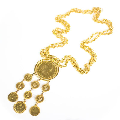 Vintage French Couture Inspired  Long Pendant Charm Statement Necklace by Unsigned Beauty - Vintage Meet Modern Vintage Jewelry - Chicago, Illinois - #oldhollywoodglamour #vintagemeetmodern #designervintage #jewelrybox #antiquejewelry #vintagejewelry