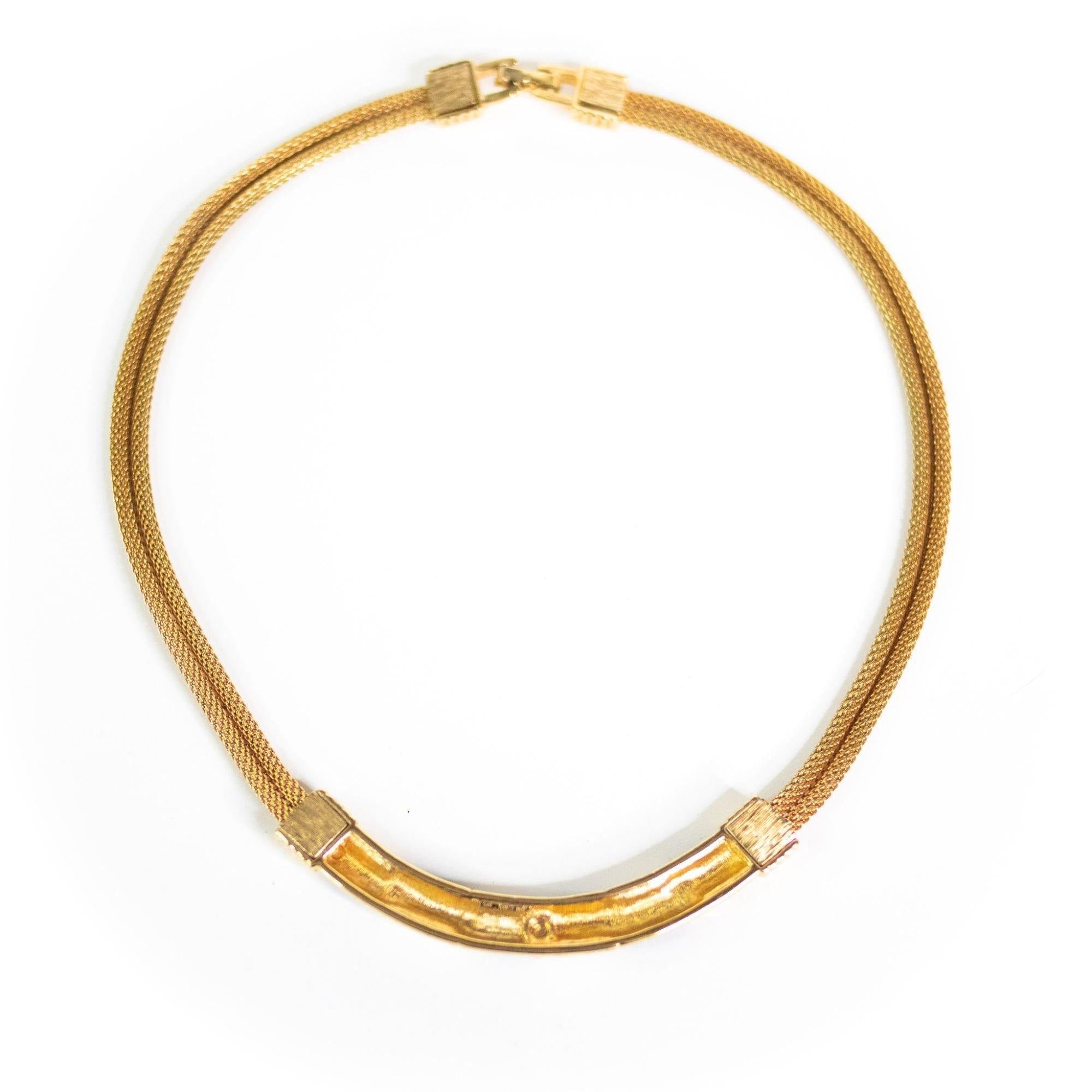 Vintage Swarovski Gold Necklace with Diamante Crystals and Black Enamel by Swarovski - Vintage Meet Modern Vintage Jewelry - Chicago, Illinois - #oldhollywoodglamour #vintagemeetmodern #designervintage #jewelrybox #antiquejewelry #vintagejewelry