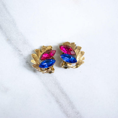 Vintage Pink and Blue Rhinestone Statement Earrings by Unsigned Beauty - Vintage Meet Modern Vintage Jewelry - Chicago, Illinois - #oldhollywoodglamour #vintagemeetmodern #designervintage #jewelrybox #antiquejewelry #vintagejewelry