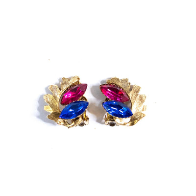 Vintage Pink and Blue Rhinestone Statement Earrings by Unsigned Beauty - Vintage Meet Modern Vintage Jewelry - Chicago, Illinois - #oldhollywoodglamour #vintagemeetmodern #designervintage #jewelrybox #antiquejewelry #vintagejewelry
