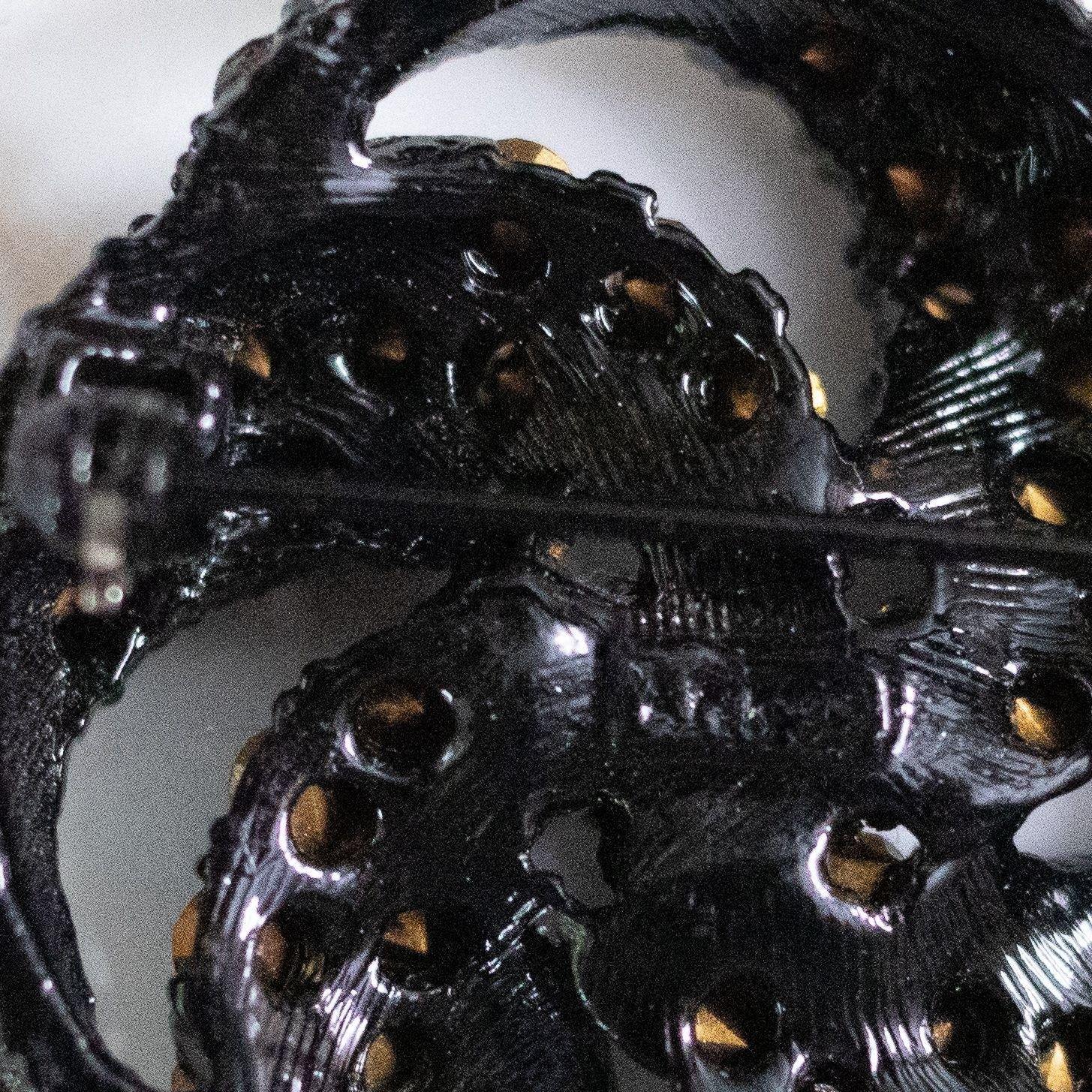 Vintage Jet Rhinestone Pinwheel Brooch by Vintage Meet Modern - Vintage Meet Modern Vintage Jewelry - Chicago, Illinois - #oldhollywoodglamour #vintagemeetmodern #designervintage #jewelrybox #antiquejewelry #vintagejewelry