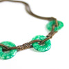 Vintage Czech Peking Glass Jade Green Disc Necklace by Czech - Vintage Meet Modern Vintage Jewelry - Chicago, Illinois - #oldhollywoodglamour #vintagemeetmodern #designervintage #jewelrybox #antiquejewelry #vintagejewelry
