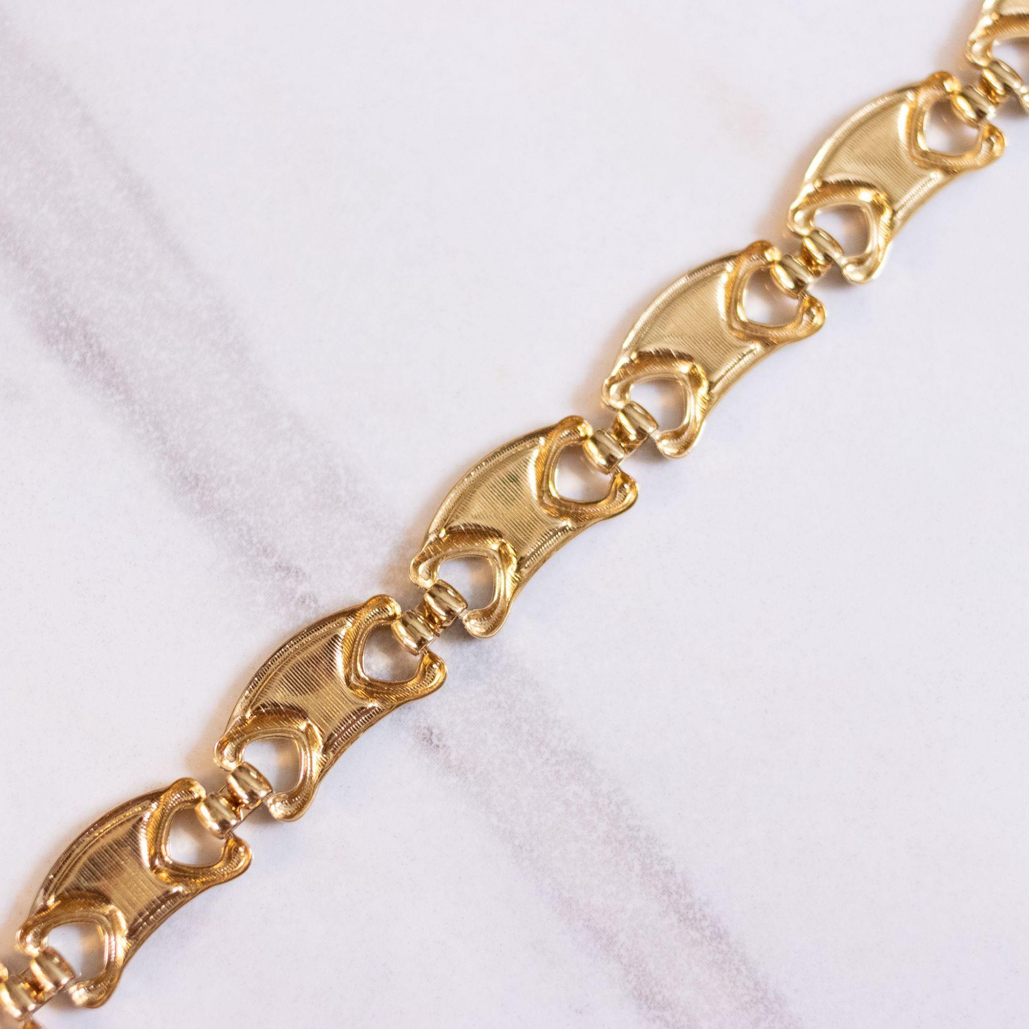 Vintage Monet Gold and Blue Link Necklace by Monet - Vintage Meet Modern Vintage Jewelry - Chicago, Illinois - #oldhollywoodglamour #vintagemeetmodern #designervintage #jewelrybox #antiquejewelry #vintagejewelry