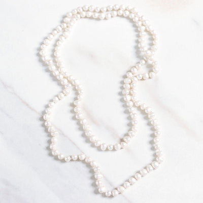 Vintage Cultured Pearl Infinity Strand Necklace by Unsigned Beauty - Vintage Meet Modern Vintage Jewelry - Chicago, Illinois - #oldhollywoodglamour #vintagemeetmodern #designervintage #jewelrybox #antiquejewelry #vintagejewelry