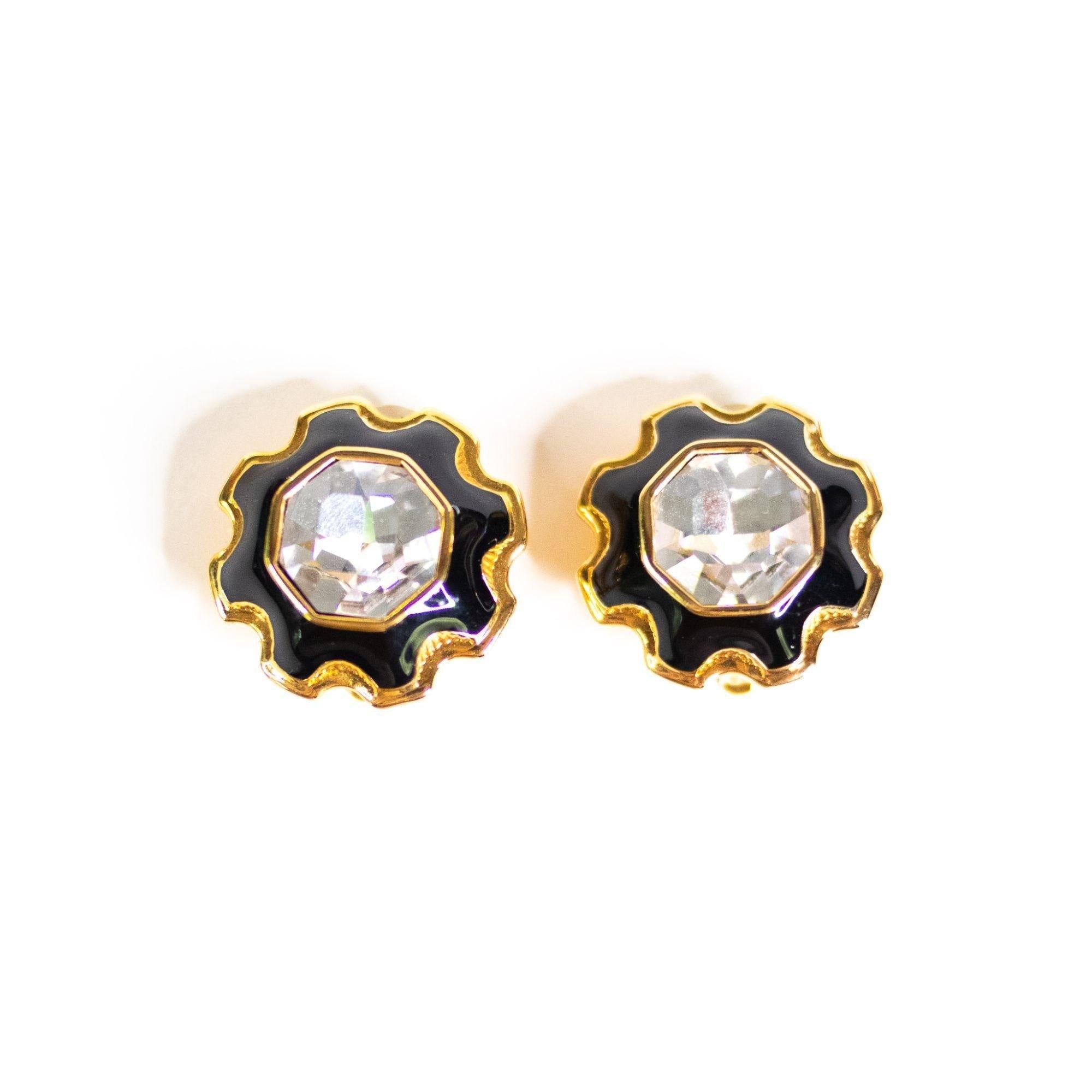 Vintage Savvy Swarovski Black Enamel and Diamante Headlight Rhinestone Statement Earrings by Swarovski - Vintage Meet Modern Vintage Jewelry - Chicago, Illinois - #oldhollywoodglamour #vintagemeetmodern #designervintage #jewelrybox #antiquejewelry #vintagejewelry