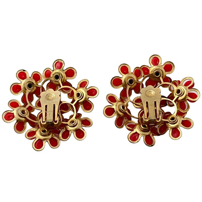 Vintage Red Daisy with Diamante Rhinestone Statement Earrings by Unsigned Beauty - Vintage Meet Modern Vintage Jewelry - Chicago, Illinois - #oldhollywoodglamour #vintagemeetmodern #designervintage #jewelrybox #antiquejewelry #vintagejewelry