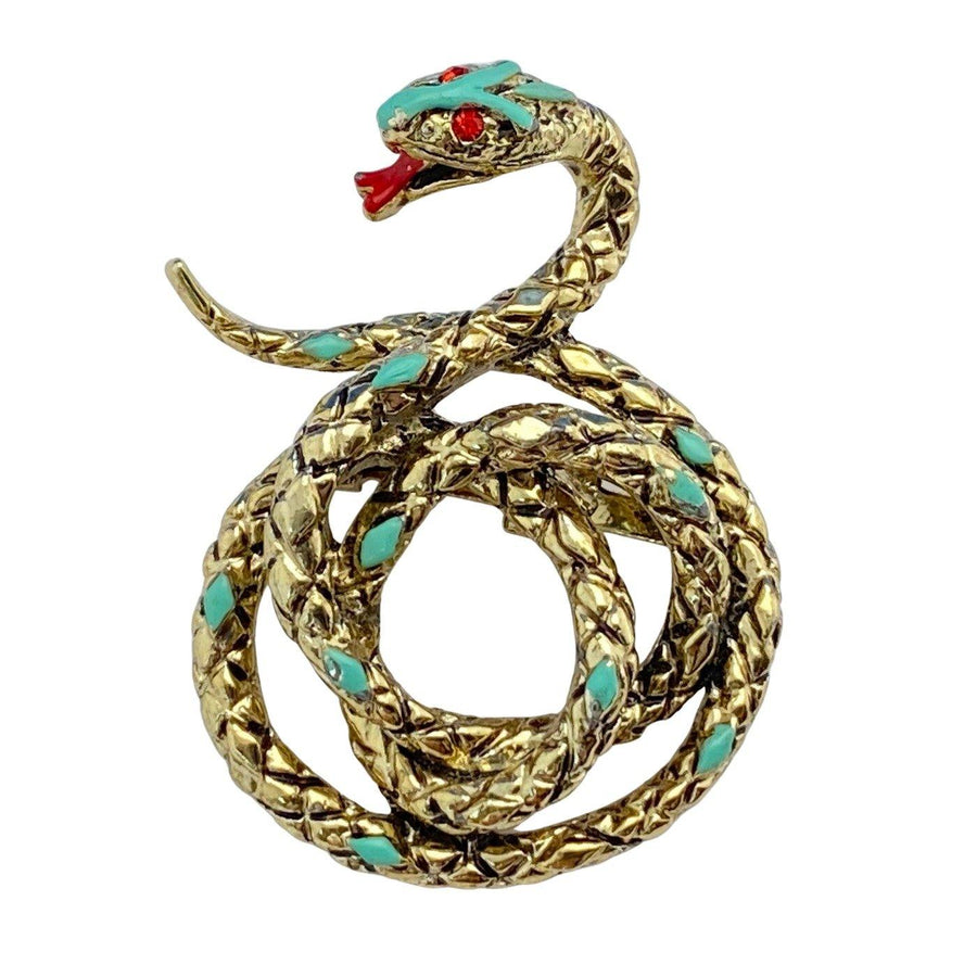 Vintage Snake Brooch by Unsigned Beauty - Vintage Meet Modern Vintage Jewelry - Chicago, Illinois - #oldhollywoodglamour #vintagemeetmodern #designervintage #jewelrybox #antiquejewelry #vintagejewelry