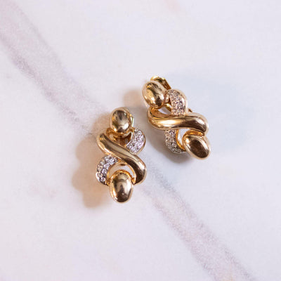 Vintage Gold Swirl Doorknocker Pave Rhinestone Statement Earrings by Unsigned Beauty - Vintage Meet Modern Vintage Jewelry - Chicago, Illinois - #oldhollywoodglamour #vintagemeetmodern #designervintage #jewelrybox #antiquejewelry #vintagejewelry