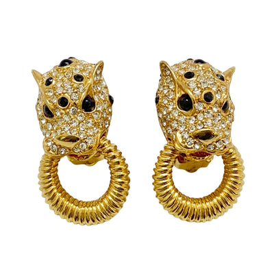 Vintage Ciner Leopard Door-knocker Rhinestone Earrings by Ciner - Vintage Meet Modern Vintage Jewelry - Chicago, Illinois - #oldhollywoodglamour #vintagemeetmodern #designervintage #jewelrybox #antiquejewelry #vintagejewelry