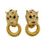 Vintage Ciner Leopard Door-knocker Rhinestone Earrings