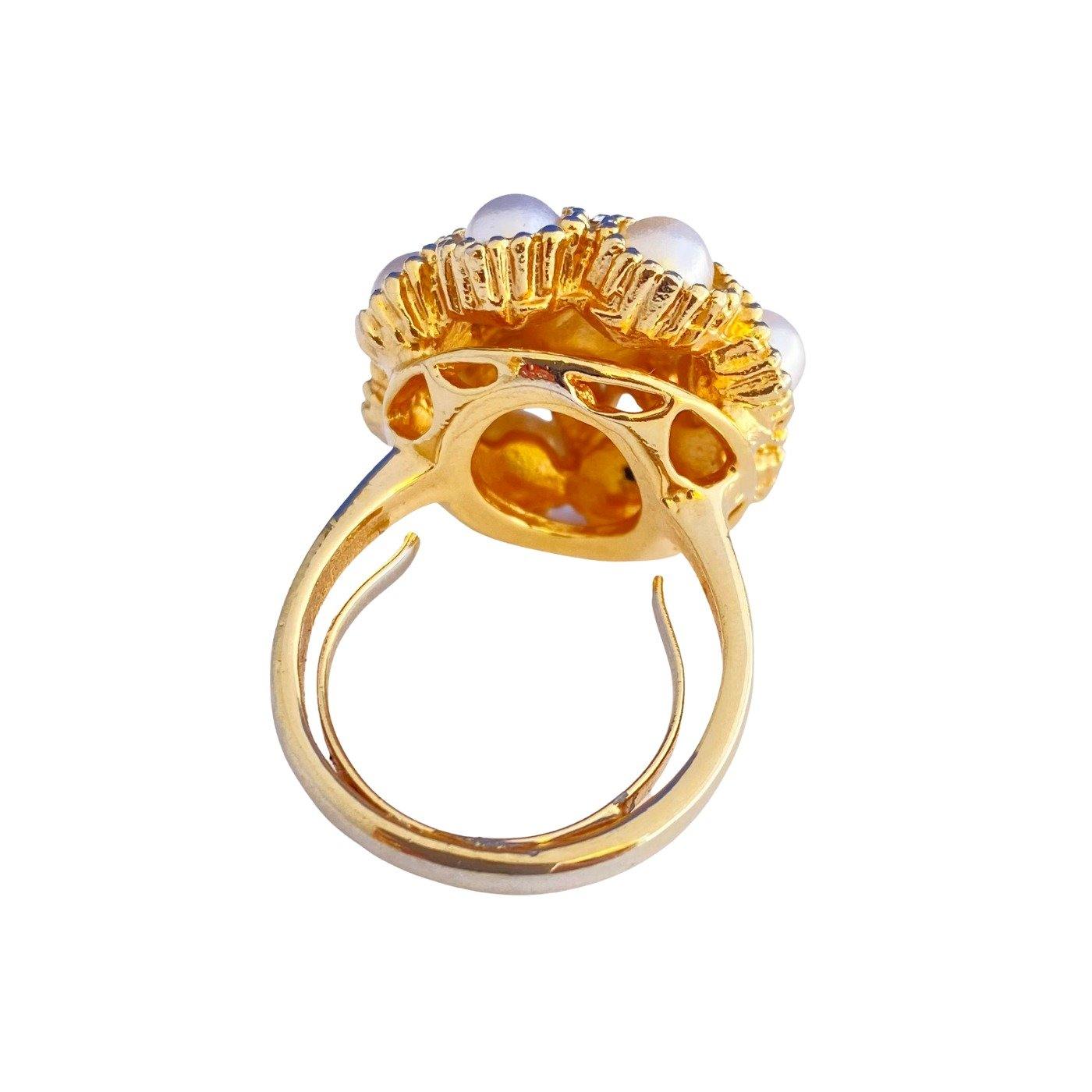 Vintage Cluster Pearl and Diamante Statement Ring by Unsigned Beauty - Vintage Meet Modern Vintage Jewelry - Chicago, Illinois - #oldhollywoodglamour #vintagemeetmodern #designervintage #jewelrybox #antiquejewelry #vintagejewelry