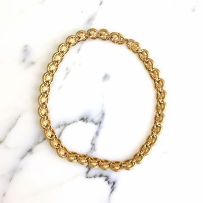 Vintage Crown Trifari White Cabochon and Gold Choker Necklace by Crown Trifari - Vintage Meet Modern Vintage Jewelry - Chicago, Illinois - #oldhollywoodglamour #vintagemeetmodern #designervintage #jewelrybox #antiquejewelry #vintagejewelry