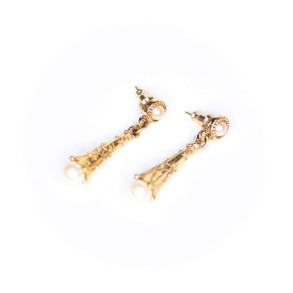 Vintage Renaissance Revival Pearl Drop Earrings