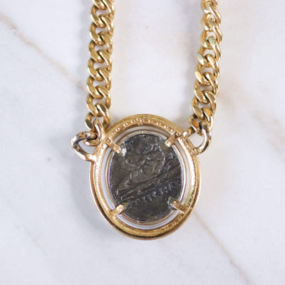 Vintage Ciner Etruscan Coin Gold with Silver Statement Necklace by Ciner - Vintage Meet Modern Vintage Jewelry - Chicago, Illinois - #oldhollywoodglamour #vintagemeetmodern #designervintage #jewelrybox #antiquejewelry #vintagejewelry