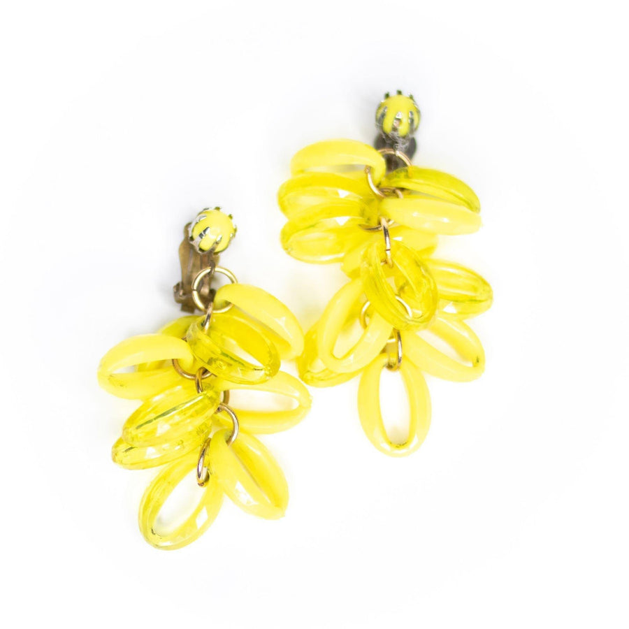 Bright Banana Yellow Dangling Statement Earrings by Unsigned Beauty - Vintage Meet Modern Vintage Jewelry - Chicago, Illinois - #oldhollywoodglamour #vintagemeetmodern #designervintage #jewelrybox #antiquejewelry #vintagejewelry