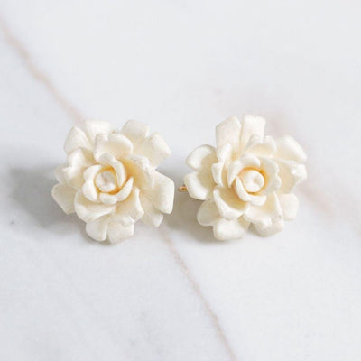 Vintage Judy Lee White Rose Statement Earrings by Judy Lee - Vintage Meet Modern Vintage Jewelry - Chicago, Illinois - #oldhollywoodglamour #vintagemeetmodern #designervintage #jewelrybox #antiquejewelry #vintagejewelry