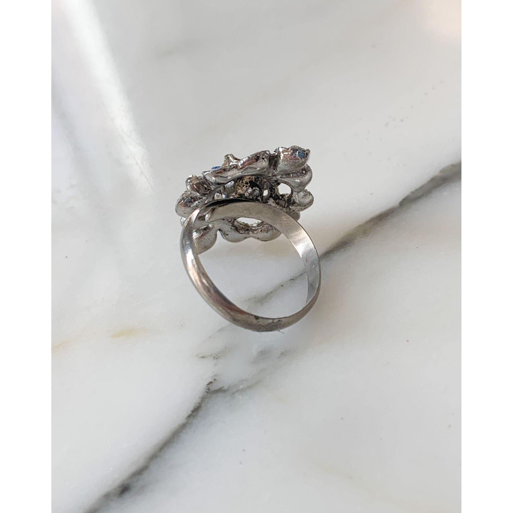 Ice Blue Filigree Statement Ring by Unsigned Beauty - Vintage Meet Modern Vintage Jewelry - Chicago, Illinois - #oldhollywoodglamour #vintagemeetmodern #designervintage #jewelrybox #antiquejewelry #vintagejewelry