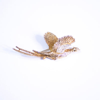 Vintage Gold and Pave Crystal Flying Phoenix Brooch by Unsigned Beauty - Vintage Meet Modern Vintage Jewelry - Chicago, Illinois - #oldhollywoodglamour #vintagemeetmodern #designervintage #jewelrybox #antiquejewelry #vintagejewelry