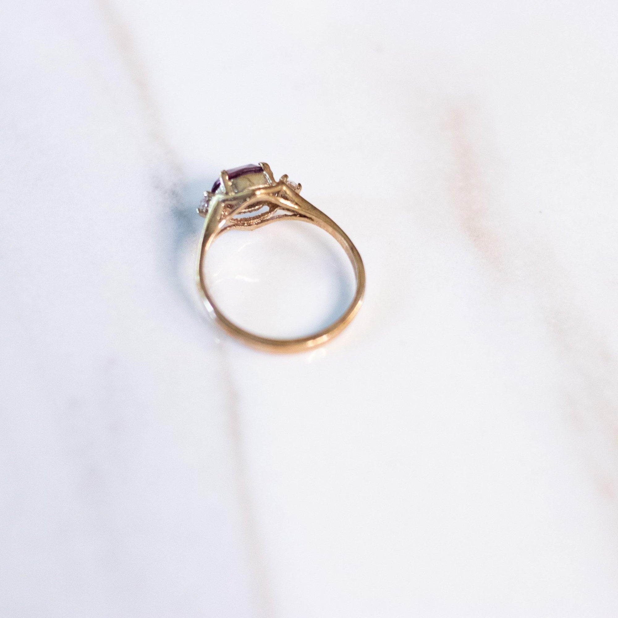 Amethyst Crystal, East/West Oval Setting, Diamante Crystal Accents by Vintage Meet Modern - Vintage Meet Modern Vintage Jewelry - Chicago, Illinois - #oldhollywoodglamour #vintagemeetmodern #designervintage #jewelrybox #antiquejewelry #vintagejewelry