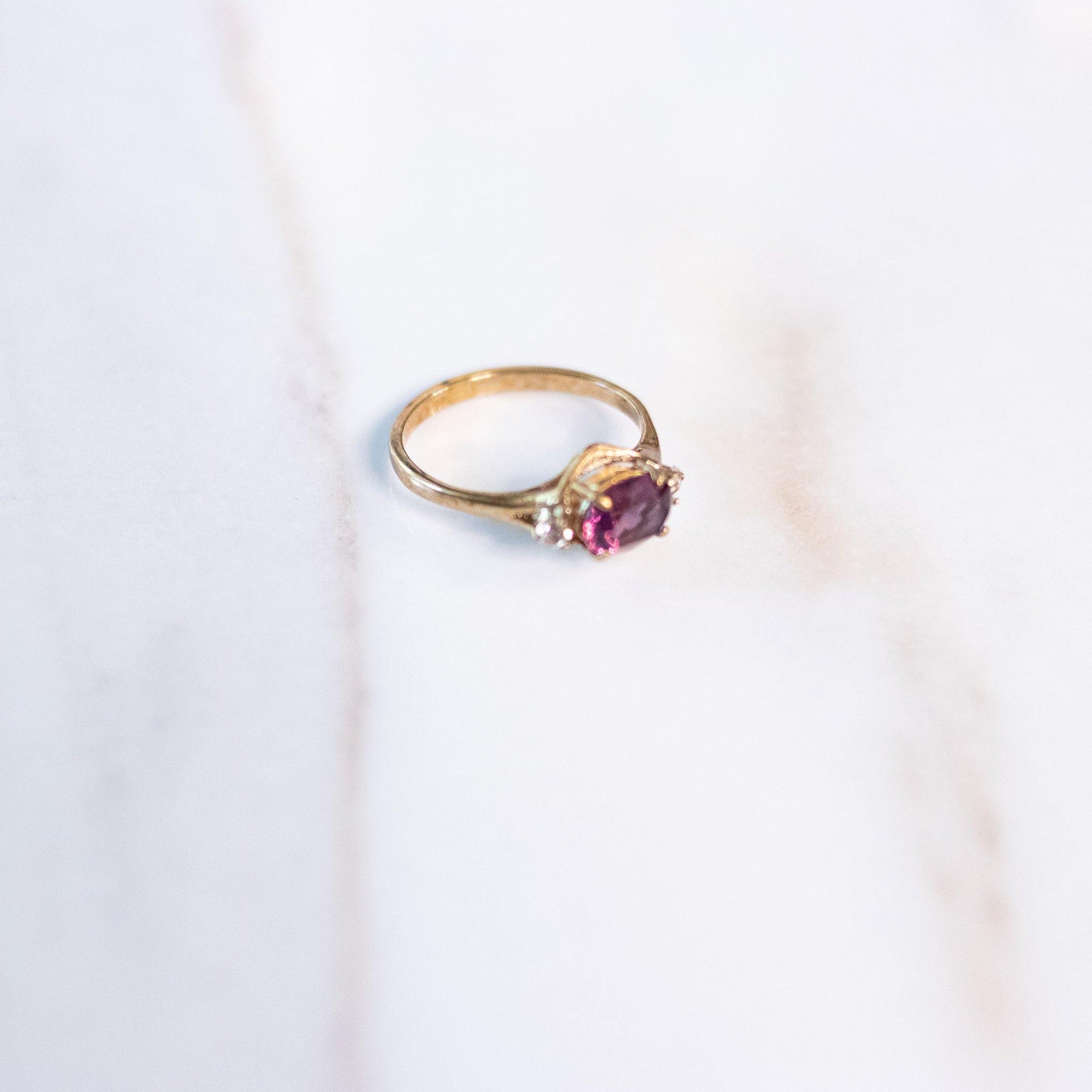 Amethyst Crystal, East/West Oval Setting, Diamante Crystal Accents by Vintage Meet Modern - Vintage Meet Modern Vintage Jewelry - Chicago, Illinois - #oldhollywoodglamour #vintagemeetmodern #designervintage #jewelrybox #antiquejewelry #vintagejewelry