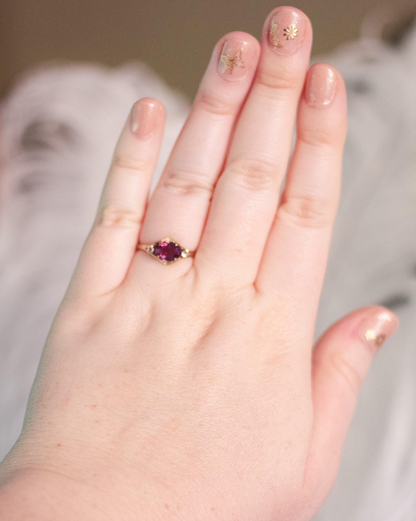 Amethyst Crystal, East/West Oval Setting, Diamante Crystal Accents by Vintage Meet Modern - Vintage Meet Modern Vintage Jewelry - Chicago, Illinois - #oldhollywoodglamour #vintagemeetmodern #designervintage #jewelrybox #antiquejewelry #vintagejewelry