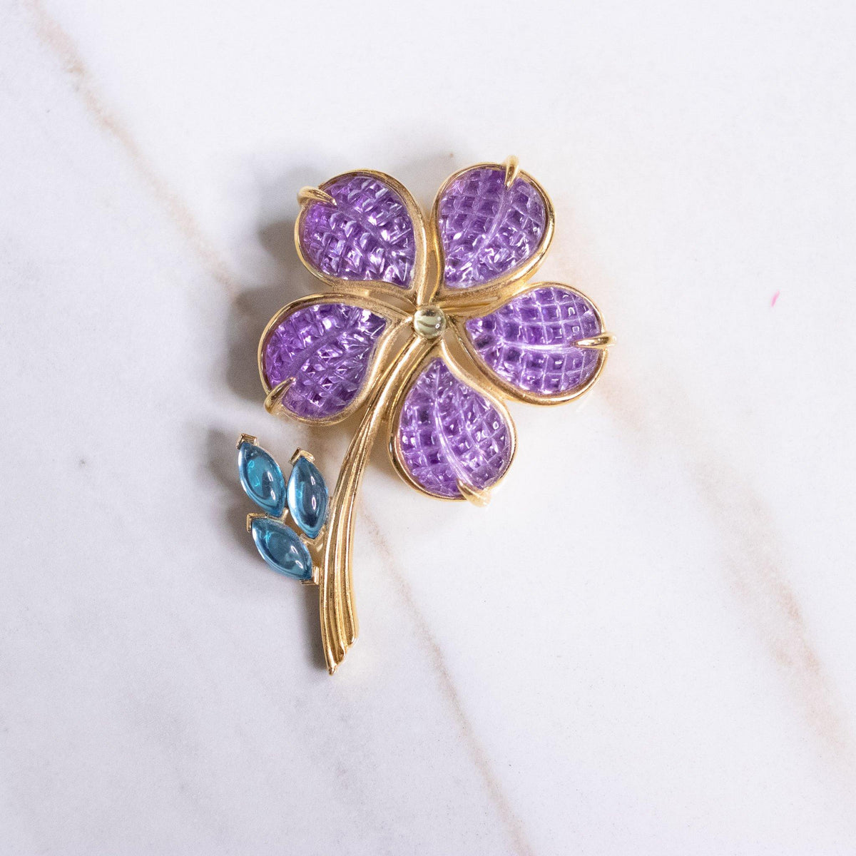 Vintage Avon Purple and Blue Flower Brooch