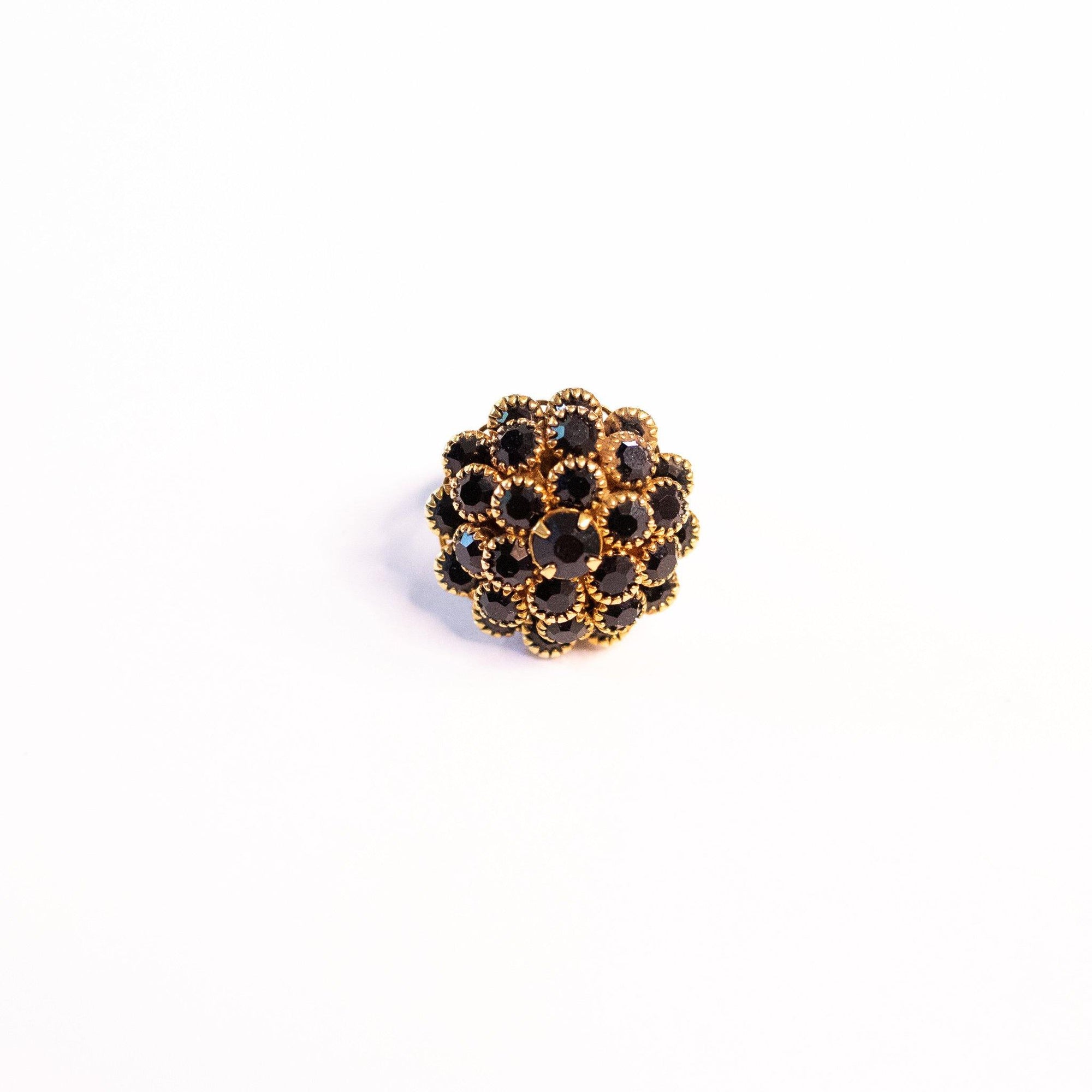 Vintage Black Rhinestone Cluster Cocktail Ring by West Germany - Vintage Meet Modern Vintage Jewelry - Chicago, Illinois - #oldhollywoodglamour #vintagemeetmodern #designervintage #jewelrybox #antiquejewelry #vintagejewelry