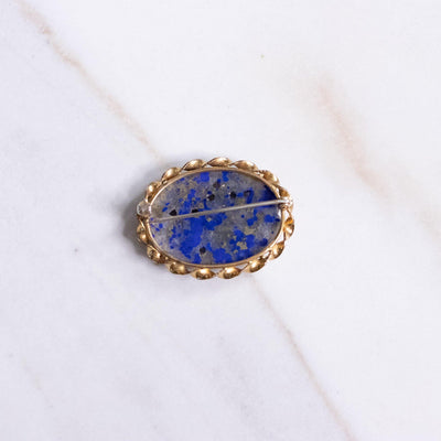 Vintage Carved Lapis Oval Brooch by Gold Filled - Vintage Meet Modern Vintage Jewelry - Chicago, Illinois - #oldhollywoodglamour #vintagemeetmodern #designervintage #jewelrybox #antiquejewelry #vintagejewelry