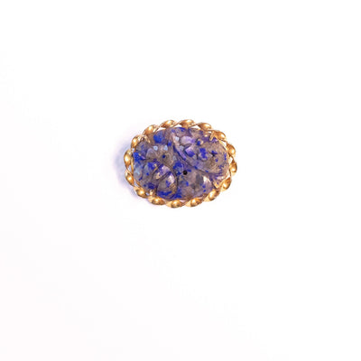 Vintage Carved Lapis Oval Brooch by Gold Filled - Vintage Meet Modern Vintage Jewelry - Chicago, Illinois - #oldhollywoodglamour #vintagemeetmodern #designervintage #jewelrybox #antiquejewelry #vintagejewelry