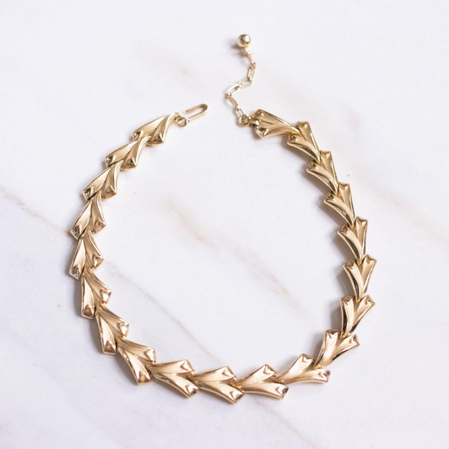 Vintage Classic Crown Trifari V Link Necklace by Crown Trifari - Vintage Meet Modern Vintage Jewelry - Chicago, Illinois - #oldhollywoodglamour #vintagemeetmodern #designervintage #jewelrybox #antiquejewelry #vintagejewelry