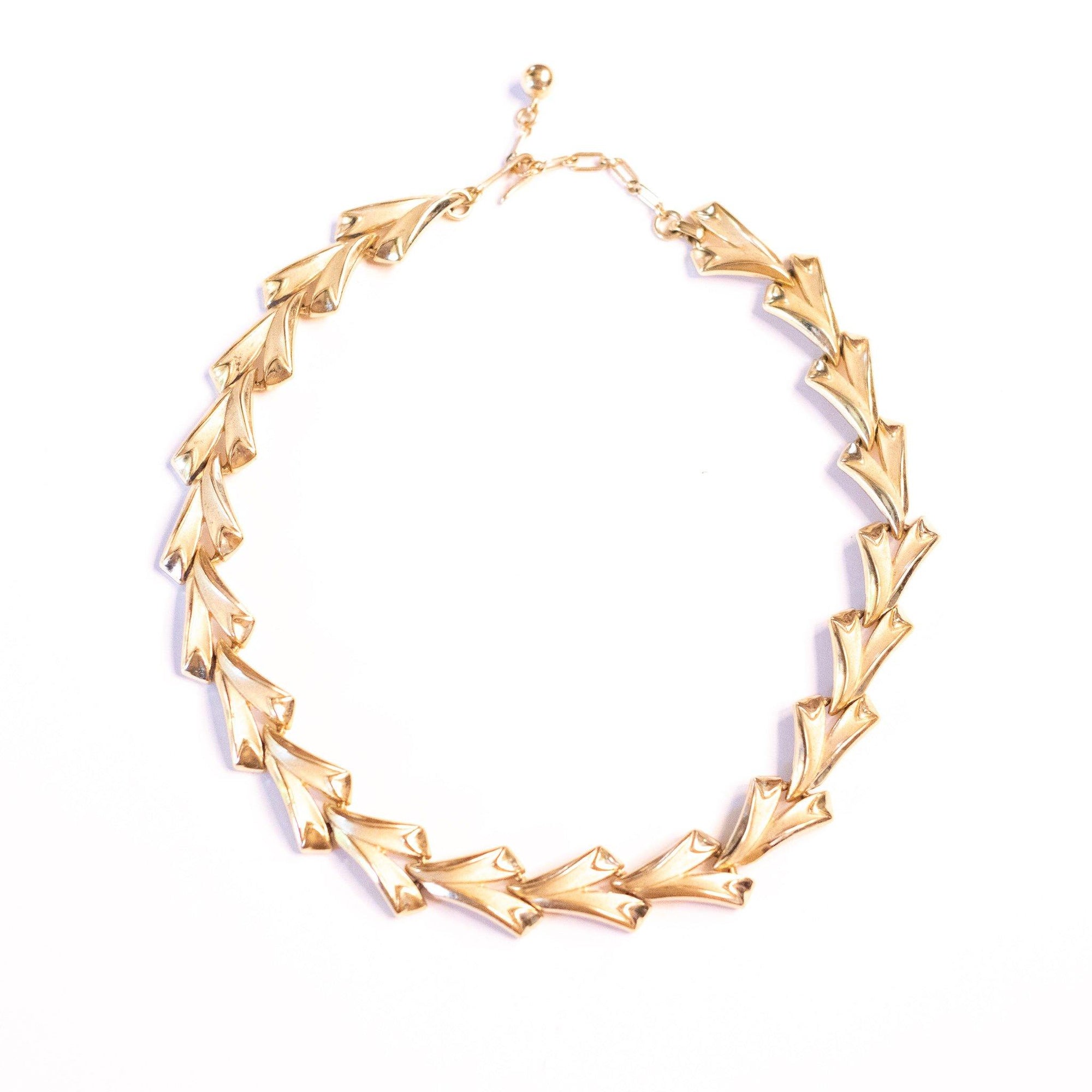 Vintage Classic Crown Trifari V Link Necklace by Crown Trifari - Vintage Meet Modern Vintage Jewelry - Chicago, Illinois - #oldhollywoodglamour #vintagemeetmodern #designervintage #jewelrybox #antiquejewelry #vintagejewelry