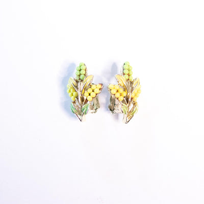 Vintage Coro Yellow and Green Beaded Flower Earrings by Coro - Vintage Meet Modern Vintage Jewelry - Chicago, Illinois - #oldhollywoodglamour #vintagemeetmodern #designervintage #jewelrybox #antiquejewelry #vintagejewelry