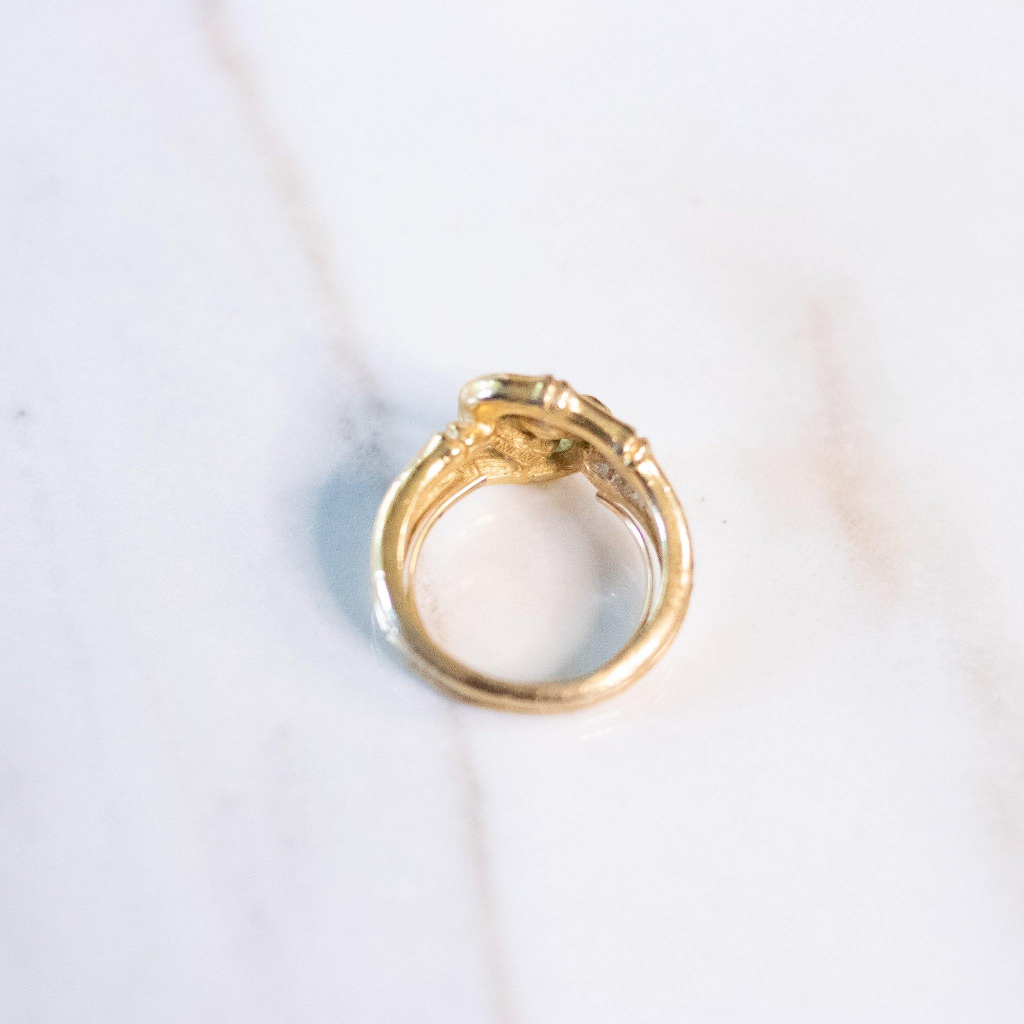 Vintage Crown Trifari Bamboo Knot Ring by Crown Trifari - Vintage Meet Modern Vintage Jewelry - Chicago, Illinois - #oldhollywoodglamour #vintagemeetmodern #designervintage #jewelrybox #antiquejewelry #vintagejewelry